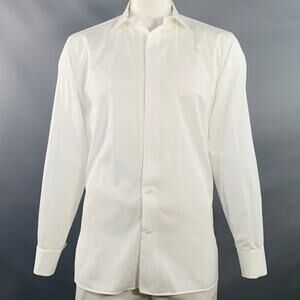 GUY ROVER Size L White Cotton Curved Cutaway Formal Long Sleeve Shirt